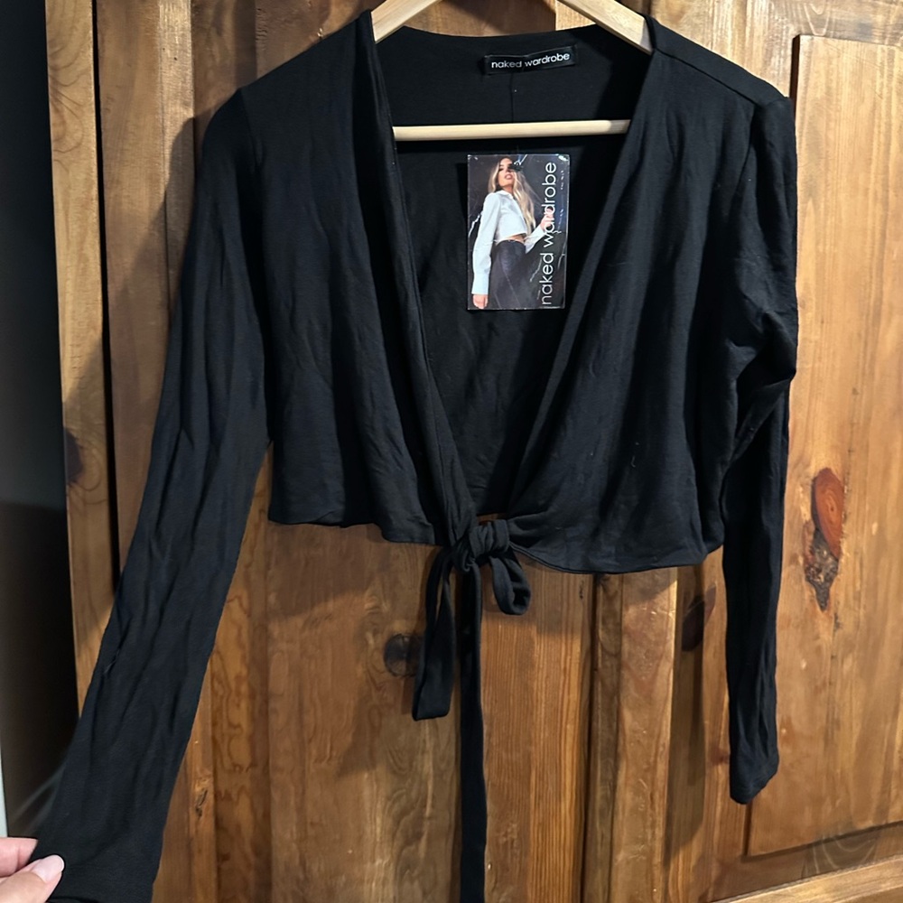 Naked Wardrobe Black Tie-Front top